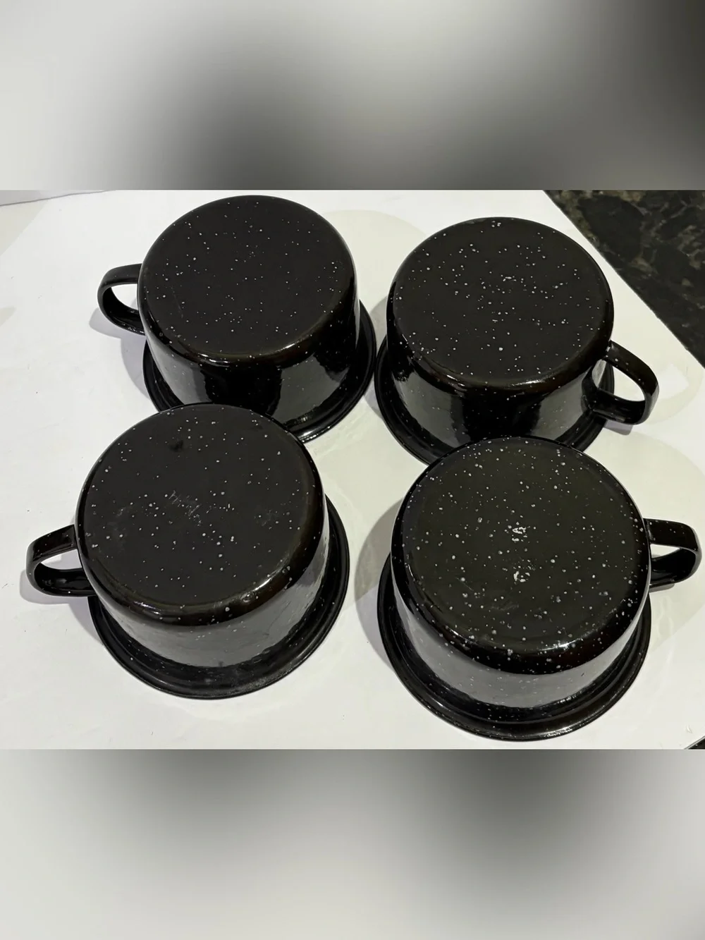 12 PC Black Speckled Enamel Camping Dinnerware